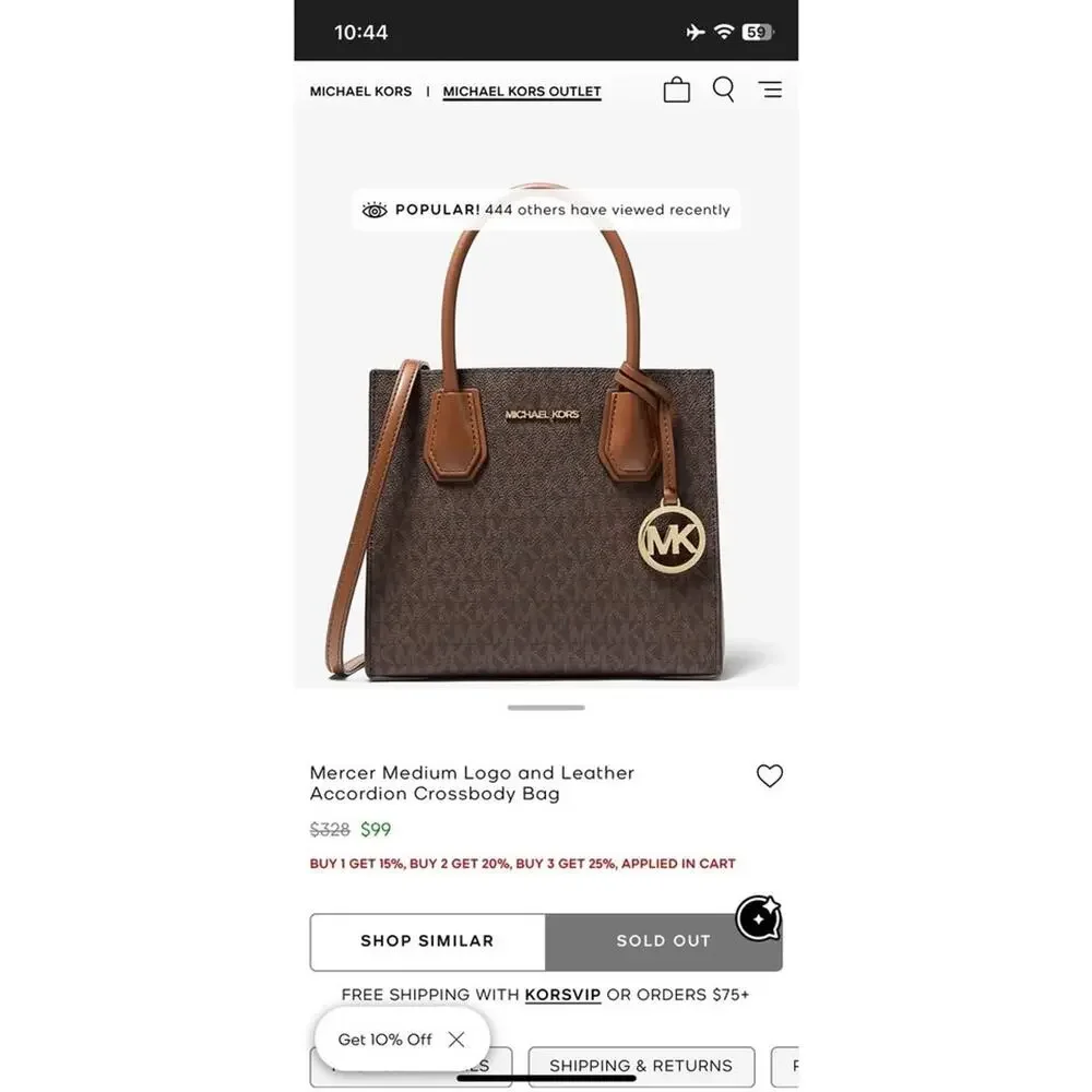 Michael Kors Mercer Medium Messenger Bag Brown -New-